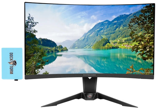 ASRock 27 QHD VA (2560 x 1440) Phantom Curved Monitor Bundle with Docztorm Dock, 165 Hz Refresh Rate, 2 HDMI 2.0, 1 Display Port 1.4, Ideal for Home & Business, Black (2023 Latest Model)
