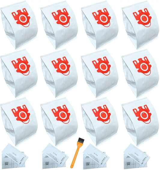 Hometimes Vacuum Bags 12 Pack Compatible with Miele FJM Bags AirClean 3D Efficiency Vacuum Cleaner, Include 4 Pair Pre-Motor and Post-Motor Filters