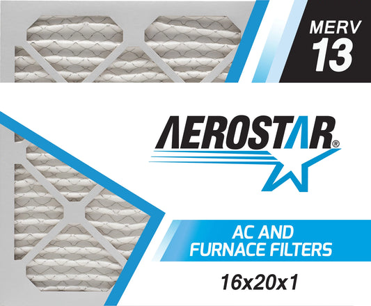 16x20x1 AC and Furnace Air Filter by Aerostar - MERV 13, Box of 6