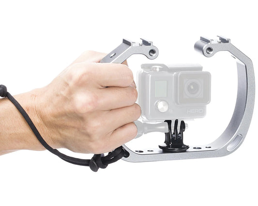 Movo Gb-u70 Underwater Diving Rig With Cold Shoe Mounts & Wrist Strap For Gopro Hero. Hero3, Hero4, Hero5, Hero6 And Other Waterproof Action Cams