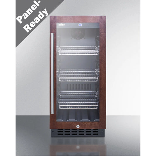 15 wide built-in undercounter glass door beverage cooler with panel-ready door trim