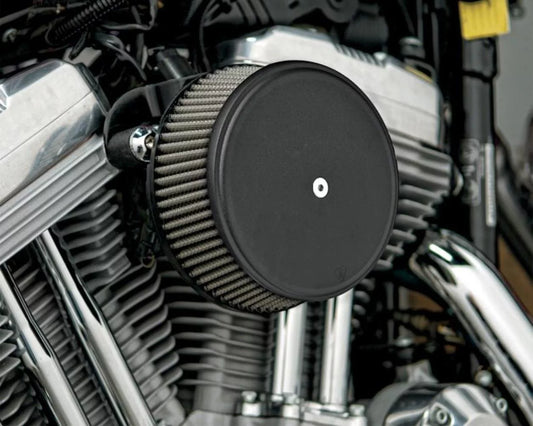 Arlen Ness 18-328 Billet Sucker Stage I Air Filter Kit with Steel Cover - Smooth Black - Red Filter