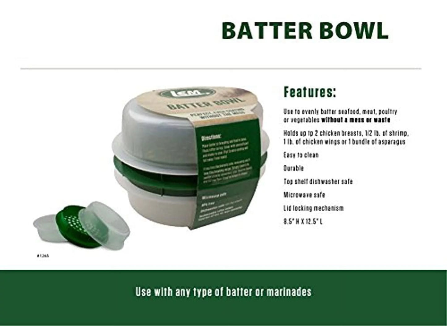 LEM Products Batter Bowl, Clear/Green