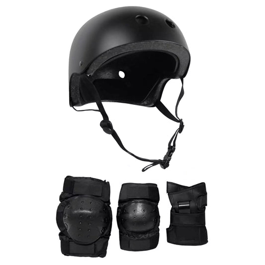 Skateboard Helmet Elbow/Knee/Wrist Pad Combo Adult Extra Small - Black Helmet