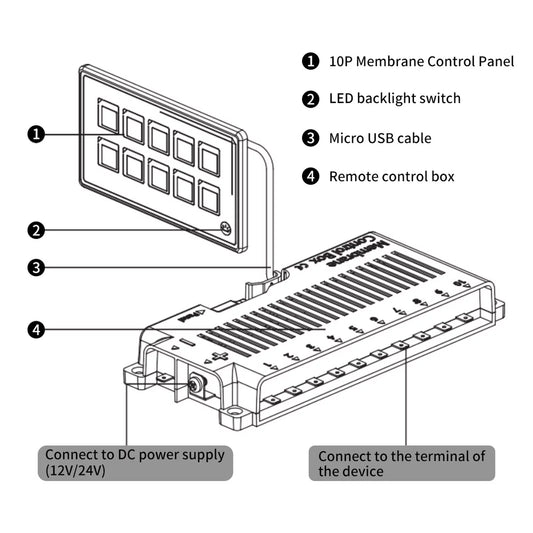 Dadypet Membrane Control Panel,Cable Built-in Pptc Car Universal 10p Membrane Switch Panel Ip67 Waterproof Usb Cable 10p Membrane Switch With LedBuilt-in Pptc Ip67 Panel With Led Ntbl