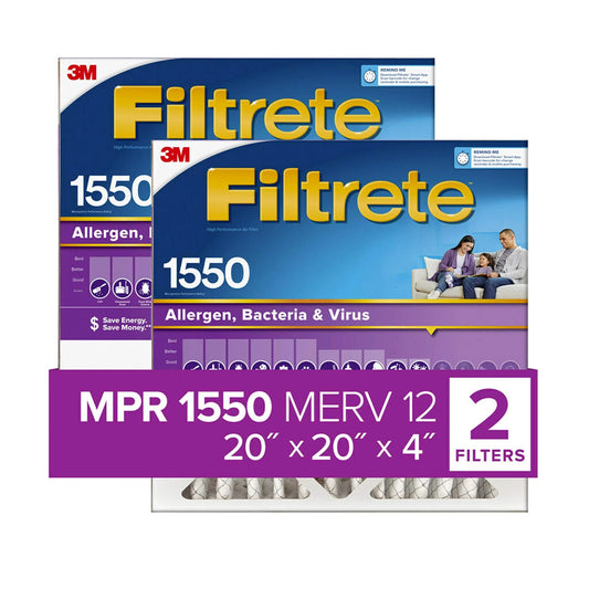3M Filtrete Healthy Living 1550 MPR Ultra Allergen Reduction Filters 20x20x4 2-PK