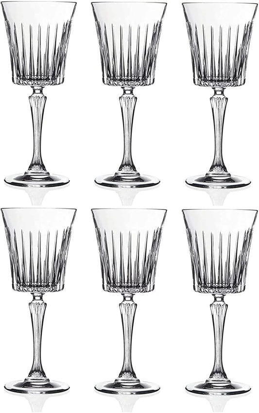 Patzino Italian Crystal Glass Drinkware Set Collection (Wine Goblet (7.5 oz) - 6 Piece)