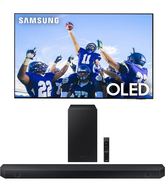 Samsung QN77S95CAFXZA 77 Inch Ultra Slim 4K Quantum HDR OLED Smart TV with a Samsung HW-Q60C 3.1ch Soundbar and Subwoofer with Dolby Atmos (2023)