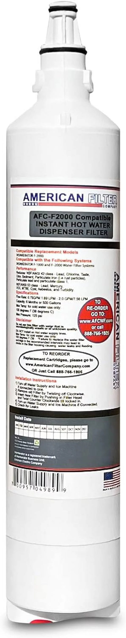 AFC Brand, Water Filter, Model # F-2000 Compatible With Insinkerator(R) F-2000 Made In U.S.A - 1 Filters