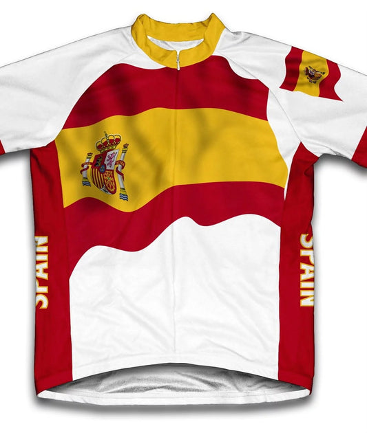 Spain Flag Short Sleeve Cycling Jersey  for Men - Size L