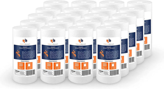 Aquaboon 20-Pack of 5 Micron 10 Sediment Water Filter Replacement Cartridge | Whole House Sediment Filtration | Compatible with W15-PR, HD-950, WFHD13001B, GXWH35F, GXWH30C