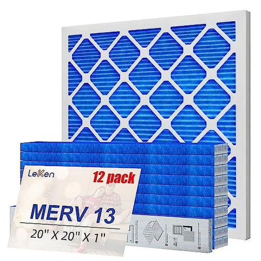 LEKEN 20x20x1 AC Furnace HVAC Filter Reusable Electrostatic MERV 13 For Households With Pets,1 reusable ABS plastic frame+12 replacement air filter cores,  (Precise Size 19.5 x 19.5 x 0.75)