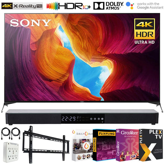 Sony XBR49X950H 49 inch X950H 4K Ultra HD Full Array LED Smart TV 2020 Model Bundle with Surround Sound 31 Soundbar 2.1 CH, Flat Wall Mount Kit, 6-Outlet Surge Adapter