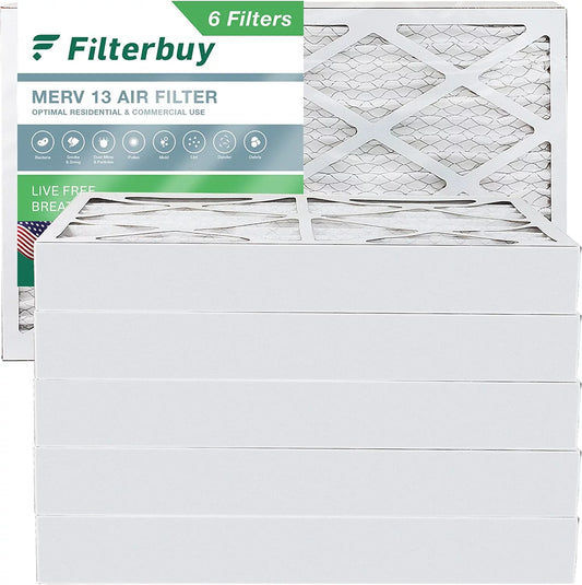 Filterbuy 10x20x4 MERV 13 Pleated HVAC AC Furnace Air Filters (6-Pack)