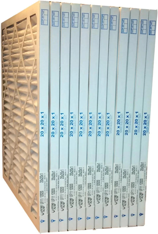 United Filter 20x20x1 MERV 11 Furnace Filters (Case of 12) - HVAC Filters for Home & Office - Purify Air, Removes Pollen, Mold, Bacteria & Smoke - Replacement Air Filters