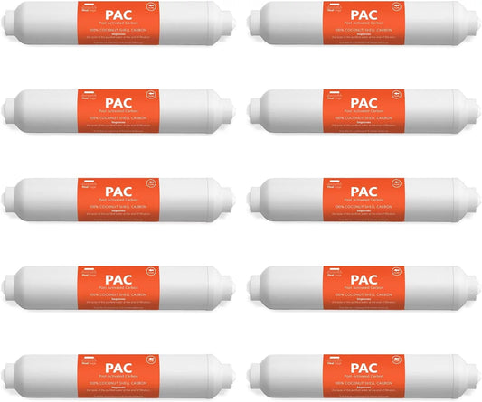 10 Pack Post Activated Carbon  Filter Replacement  5 Micron  10 Inch  Under Sink  Reverse Osmosis System