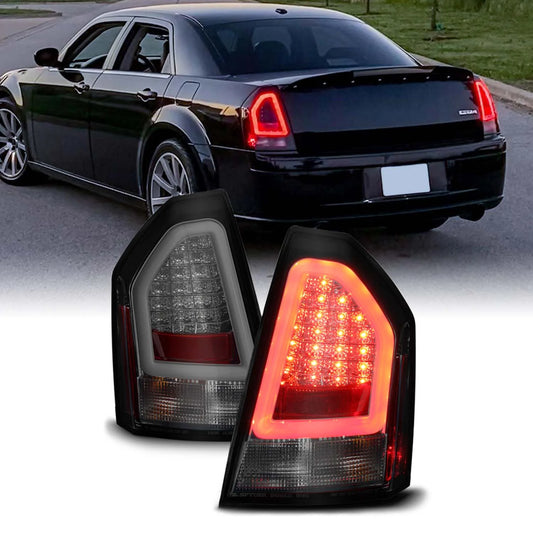 AKKON - For 2005-2007 Chrysler 300C LX SRT8 5.7L 6.1L Smoked LED Light Tube Tail Lights Brake Lamps