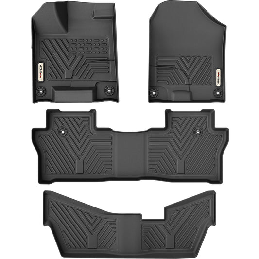 Ledkingdomus Floor Mats for 2016-2022 Honda Pilot Rubber 1st 2nd 3rd Row All Weather Liners (Not for Elite & 7 Passenger Models)
