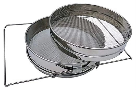 Honey Stainless Steel Strainer Double Sieve, Bee Keeping Equipment Filter with Extendable Arms