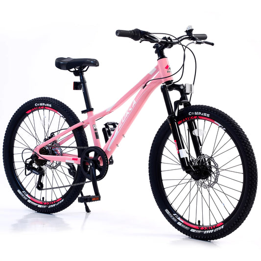 Fomas 24” Mountain Bike 7 Speed Aluminum Alloy Frame Bicycle for Unisex Students