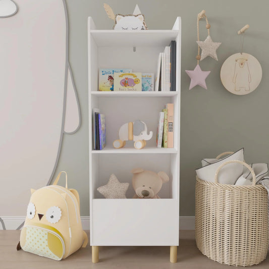 Kids 4 Tier Bookcase, Children Book Display, Bookshelf Toy Storage Cabinet Organizer for Childrens Room, Playroom, Nursery