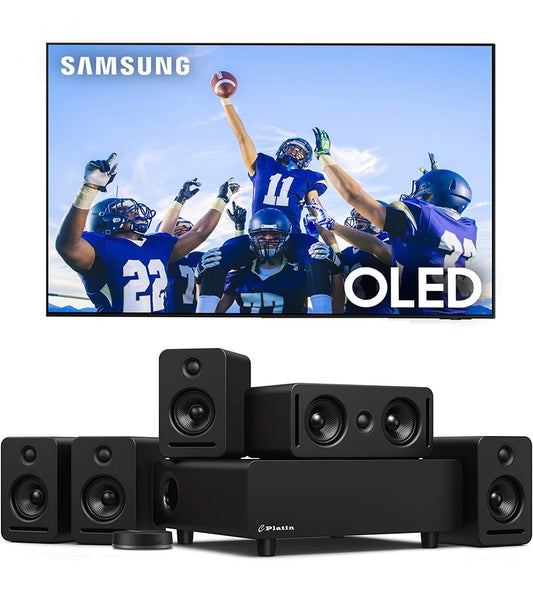 Samsung QN55S95CAFXZA 55 Ultra Slim 4K Quantum HDR OLED Smart TV with a Platin MONACO-5-1-SOUNDSEND 5.1 Sound System with WiSA Transmitter (2023)