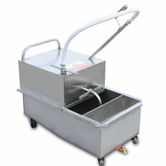55L Commercial Oil Filler Machine Cart Mobile Fryer Oil Filter Machine Separator