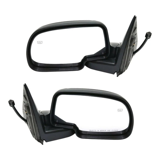 Side View Mirrors Power Heated Smooth Blk w/ Puddle Pair For Cadillac Chevy GMC