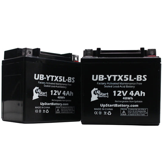 2-Pack UpStart Battery Replacement 2001 Aprilia SR50 Ditech 50CC Factory Activated, Maintenance Free, Motorcycle Battery - 12V, 4Ah, UB-YTX5L-BS