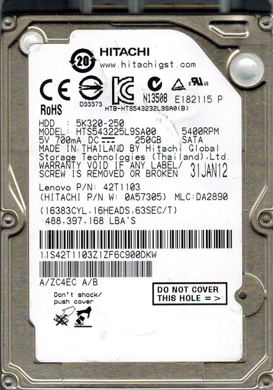 Hitachi HTS543225L9SA00 P/N: 0A57305  MLC: DA2890 250GB