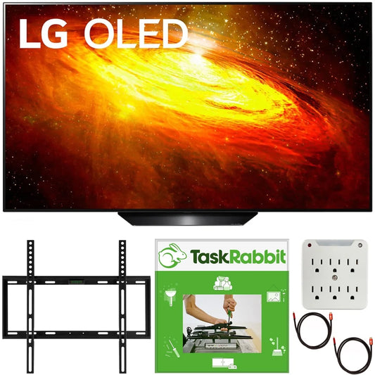 LG OLED65BXPUA 65 inch BX 4K Smart OLED TV with AI ThinQ 2020 Model Bundle with TaskRabbit Installation Services + Deco Gear Wall Mount + HDMI Cables + Surge Adapter