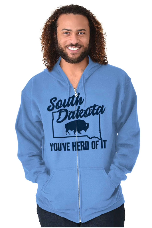 South Dakota You've Heard Pun Bison Zip Up Hoodie Men's Women's Brisco Brands 2X