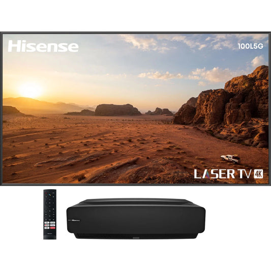 Hisense 100L5G-DLT100B 4K UHD Ultra-Short Throw Laser TV 100 High Gain ALR Screen, 2700 Lumens, Compatible with Dolby Atmos, Google Assistant and Chromecast Built-in, Compatible w/ Alexa - (Open Box