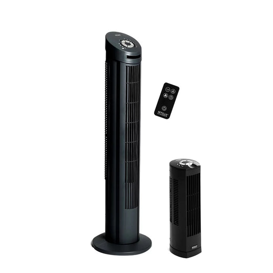 Seville Classics Ultra Slimline Tower Fan Combo Pack - 40 Tower Fan & 17 Personal Tower Fan, Black