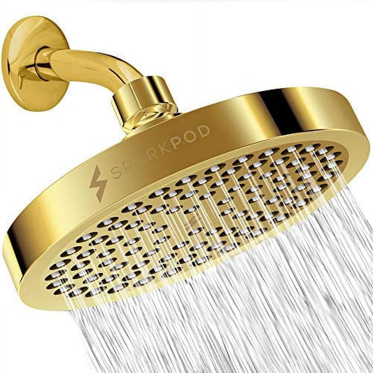 SparkPod Shower Head - High Pressure Rain - Luxury Modern Look - No Hassle Tool-less 1-Min Installation - The Perfect Adjustable Replacement For Your Bathroom Shower Heads (Gold)