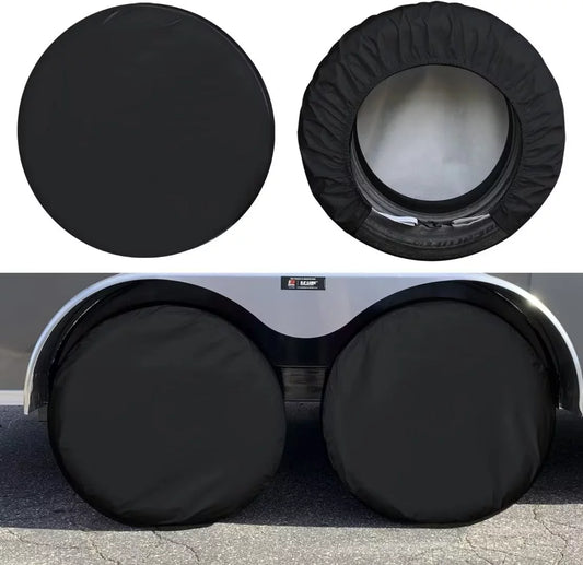 Kayme RV Tire Cover Set of 4, Camper Trailer Wheel Cover, Fit for 24-26 inch Tire Diameter, Black