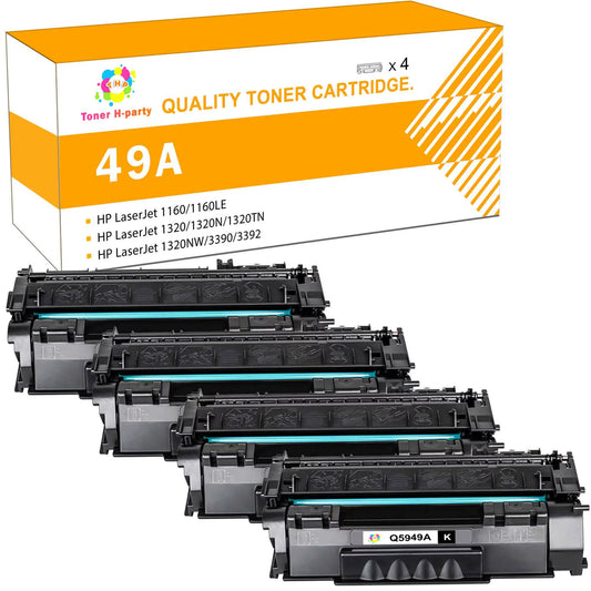Toner H-Party Q5949A 49A 49a toner Compatible Toner Cartridge for P2014 P2014n P2015 P2015d 1320 1320n 1320tn 1320nw Printer (Black，4 Pack，3000 Pages)