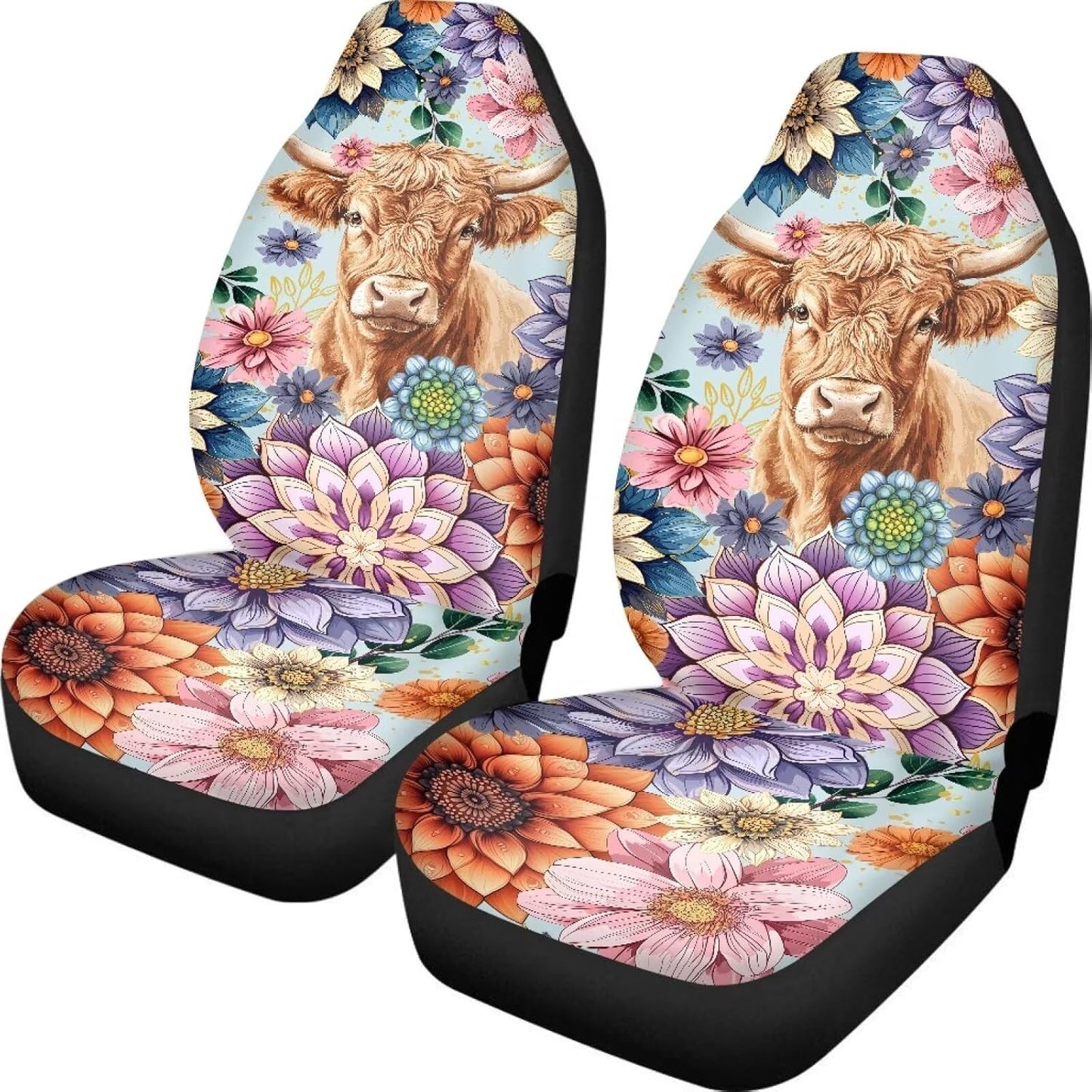TOADDMOS Bohemian Colorful Mandala Patchwork Car Seat Covers Bucket Front Seats Protector,Universal Fit Cars,Sedan,SUV