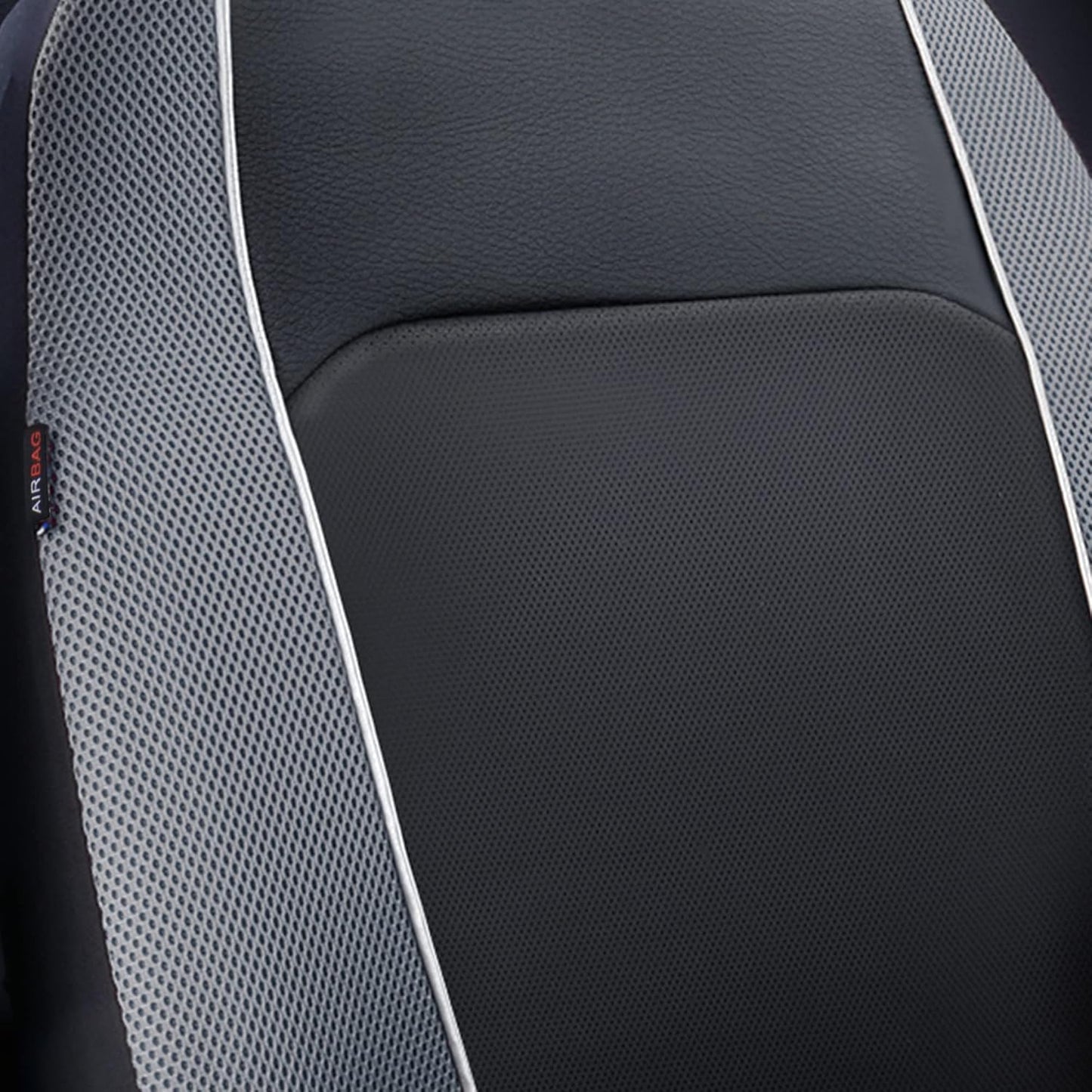 HORSE KINGDOM Universal Car Seat Covers Faux Leather with Air-mesh Breathable Aibag Compatible Fit Cars, Suvs, Sedans, Trucks (Two Front, Gray)