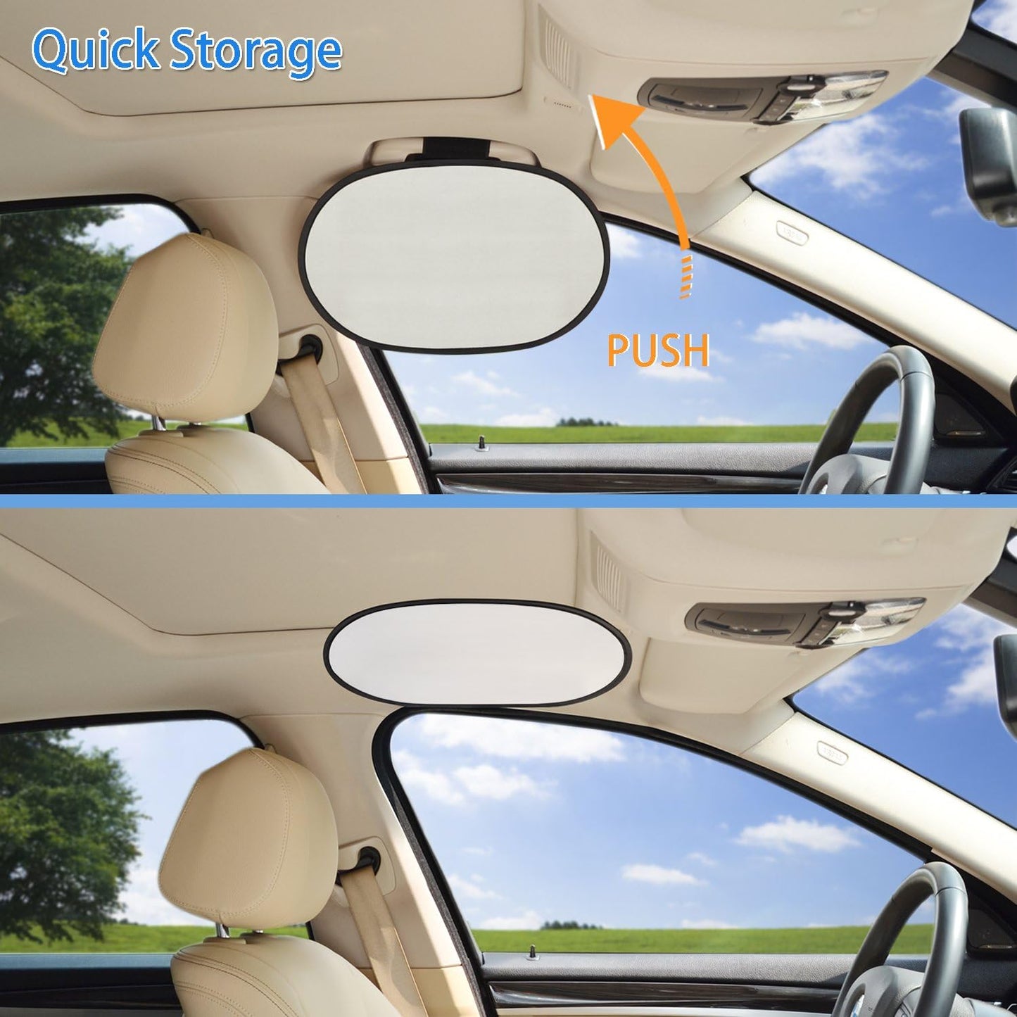 TFY Car Window Sunahde Car Interior Roof Handle Mounted Sun Blocker & Sunshade - Silver