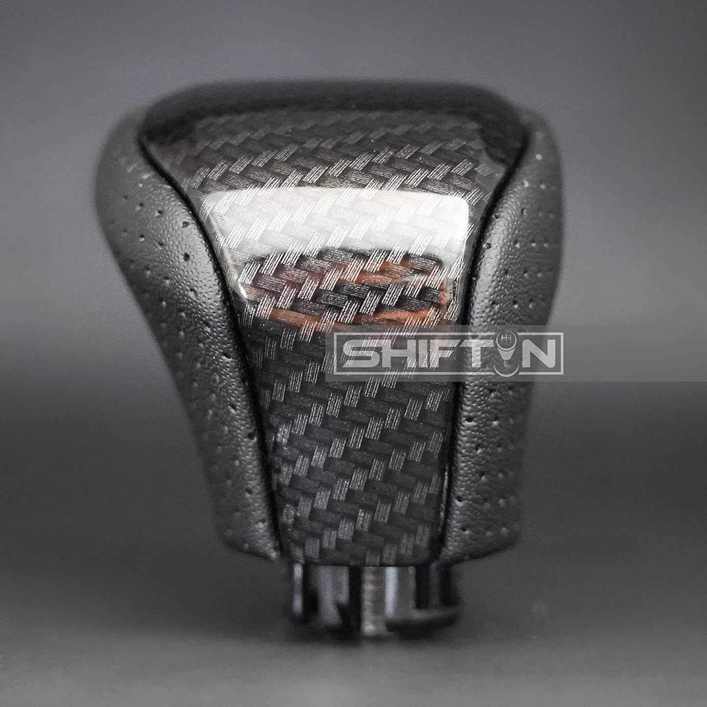 SHIFTIN Leather & Carbon Fiber Wood Trim Gear Shift Knob Gearbox Shifter for Lexus LS460 F-Sport LS-460-L LS600 LS-600h-L and Fits Lexus LX570 LX 570 (Black Leather / Carbon Fiber Pattern)