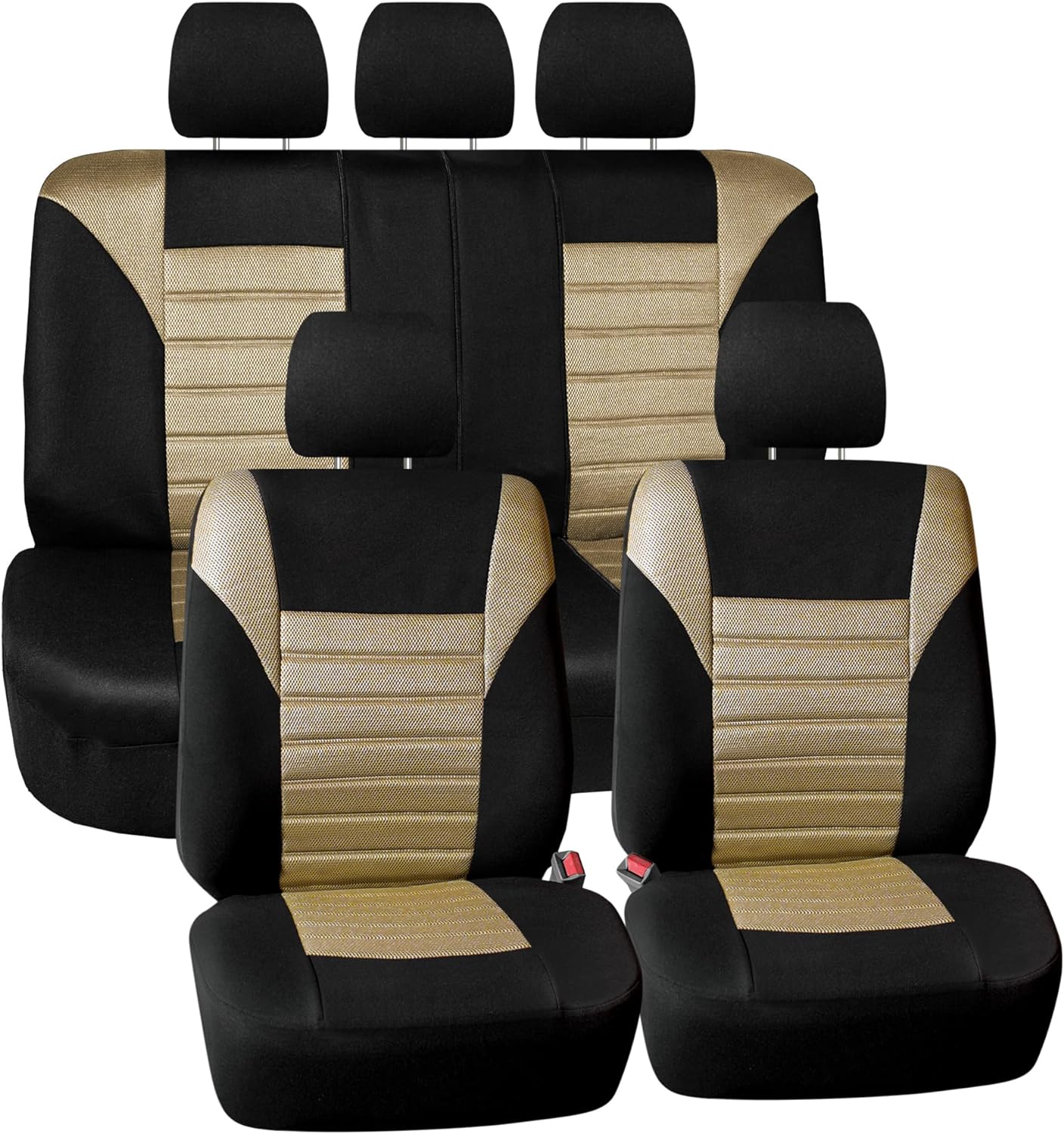 FH Group Car Seat Covers Full Set 3D Air Mesh - Universal Fit, Automotive Seat Covers, Low Back Seat Cover, Airbag Compatible,Split Bench Rear Seat,Washable Car Seat Cover for SUV, Sedan Pink
