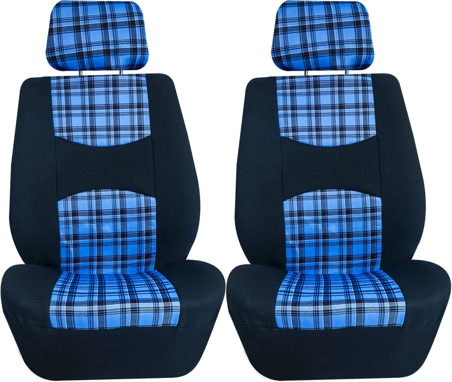 TLH Universal Car Seat Covers Tartan57 Plaid Print Blue Car Seat Covers Full Set in Flat Cloth, Automotive Interior Accessories Protector Universal Fit Seat Covers for Most Cars, Trucks, SUVs or Vans