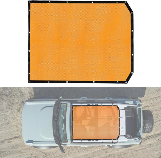 BESTAOO Sunshade for Ford Bronco Accessories 2021 2022 2023 2024 2025 4 Door, Front & Rear Full Length Mesh Sun Shade Bimini Top Cover for Bronco 4 Door - Blocks UV, Wind, Noise (Orange)