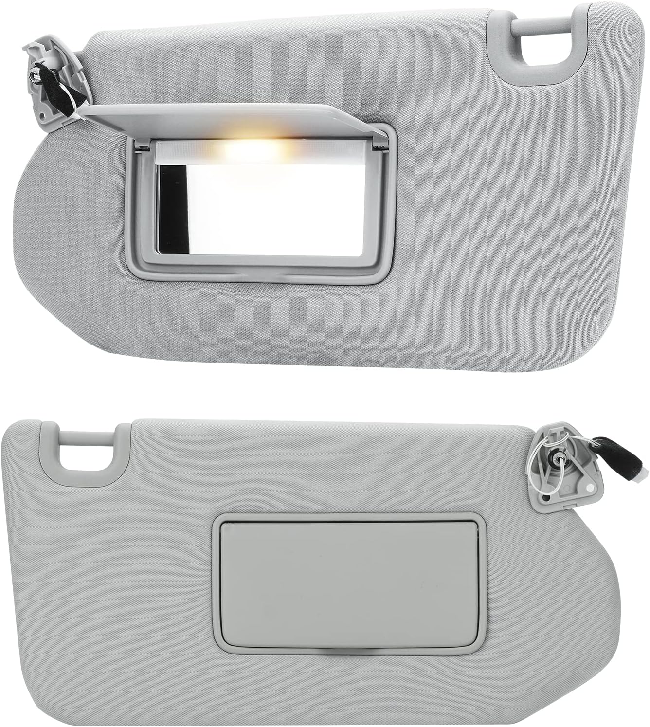 Youxmoto Grey Left Driver and Right Passenger Side Sun Visor with Light, Replacement for Nissan Pathfinder 2013-2018 / for Infiniti QX60 2014-2017/ for Infiniti JX35 2013, for 96401-9PB0A, 96400-9PB0A