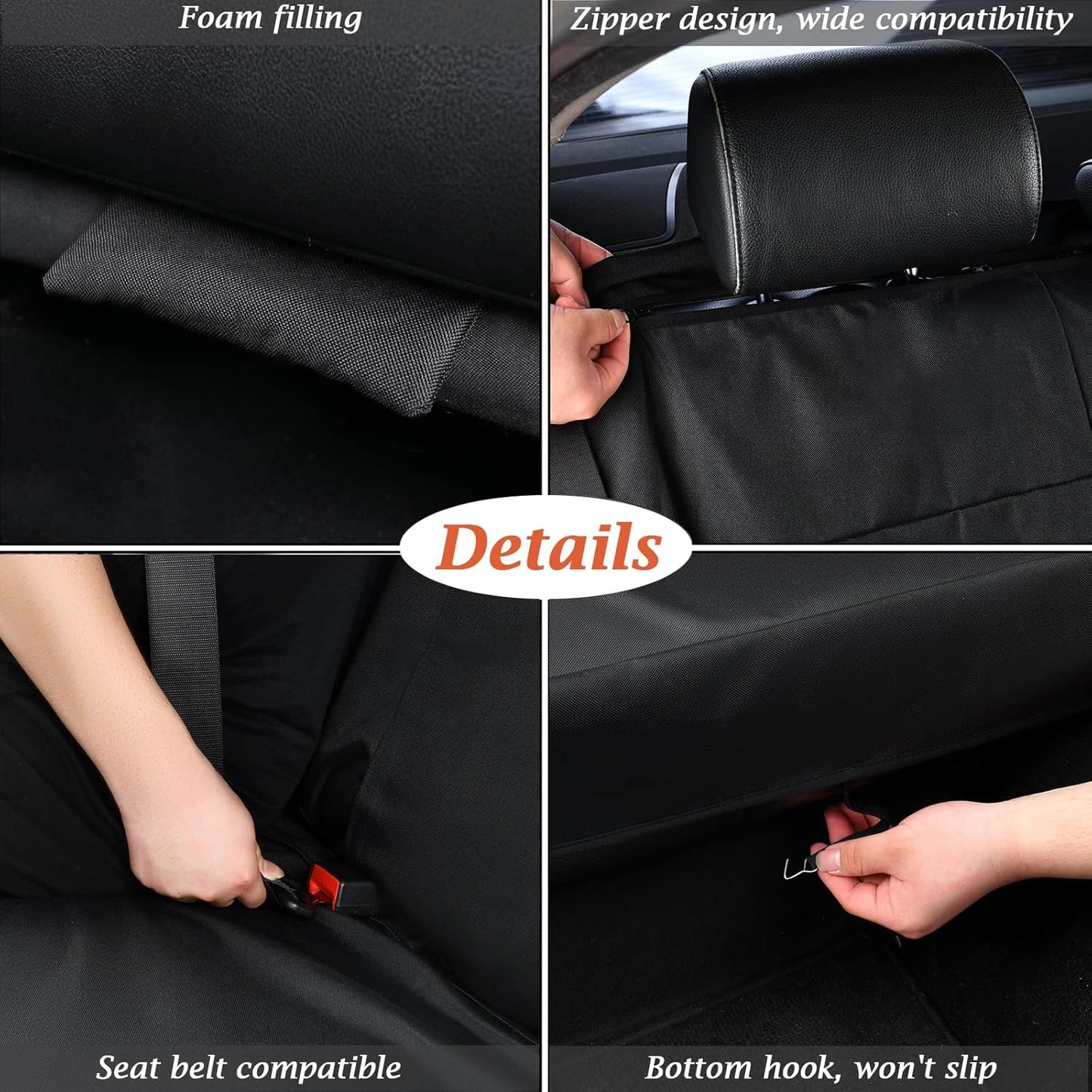 Coverado Waterproof Car Back Seat Cover, Oxford Rear Seat Cover for Car Back Seat Protector for Kids & Dogs, Universal Fit for Cars SUVs Trucks and Vans(L,Black)