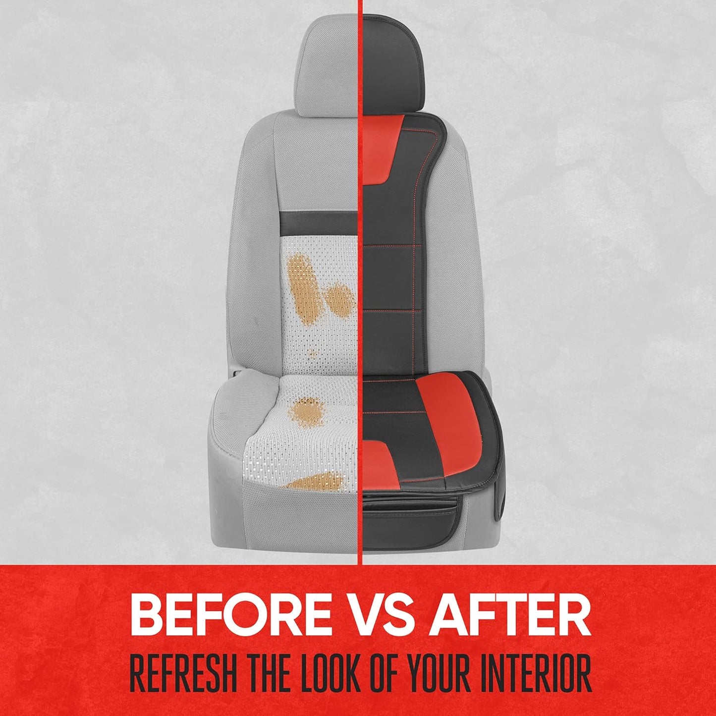 Motor Trend Faux Leather Car Seat Covers, 2 Piece Set – Premium Car Seat Cushions for Front Seats, Padded Car Seat Protectors with Storage Pocket, Seat Covers for Cars Trucks SUV (Red)