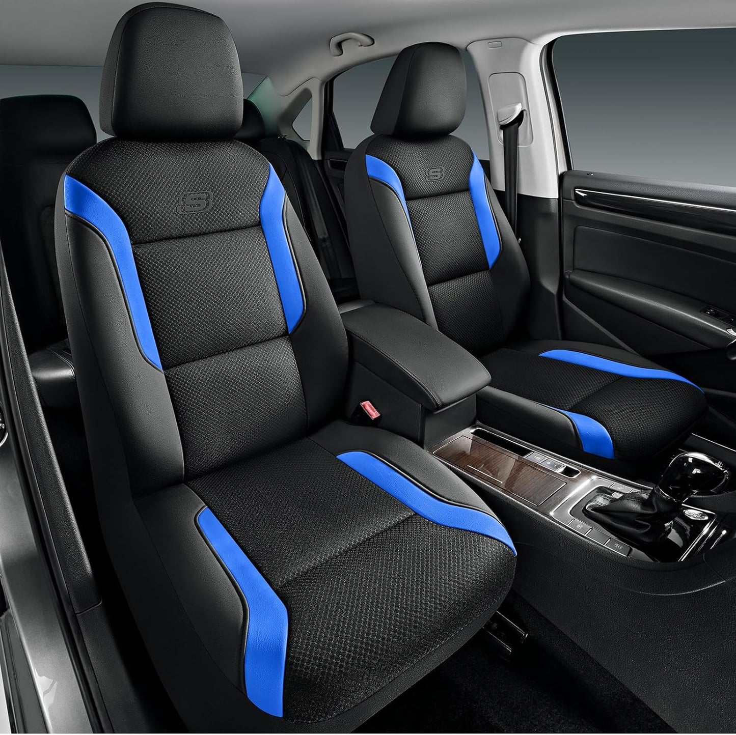Skechers Memory Foam Car Seat Covers, Air Cool Mesh Thick Seat Covers, Slip-ins Front Seat Cover, Airbag Compatible, Automotive Comfort & Protection for Most Cars,Vans,Trucks, SUVs,Red