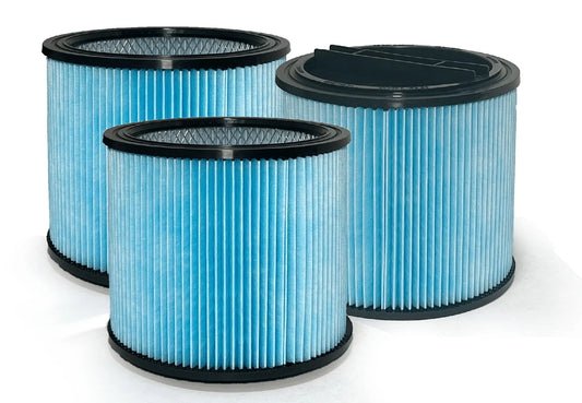 Nispira Nanofiber Cartridge Filter Replacement with Lid For Shop-Vac 90350 90304 90344 Wet Dry Vac | High Performance Type | Reusable | 3 Pack