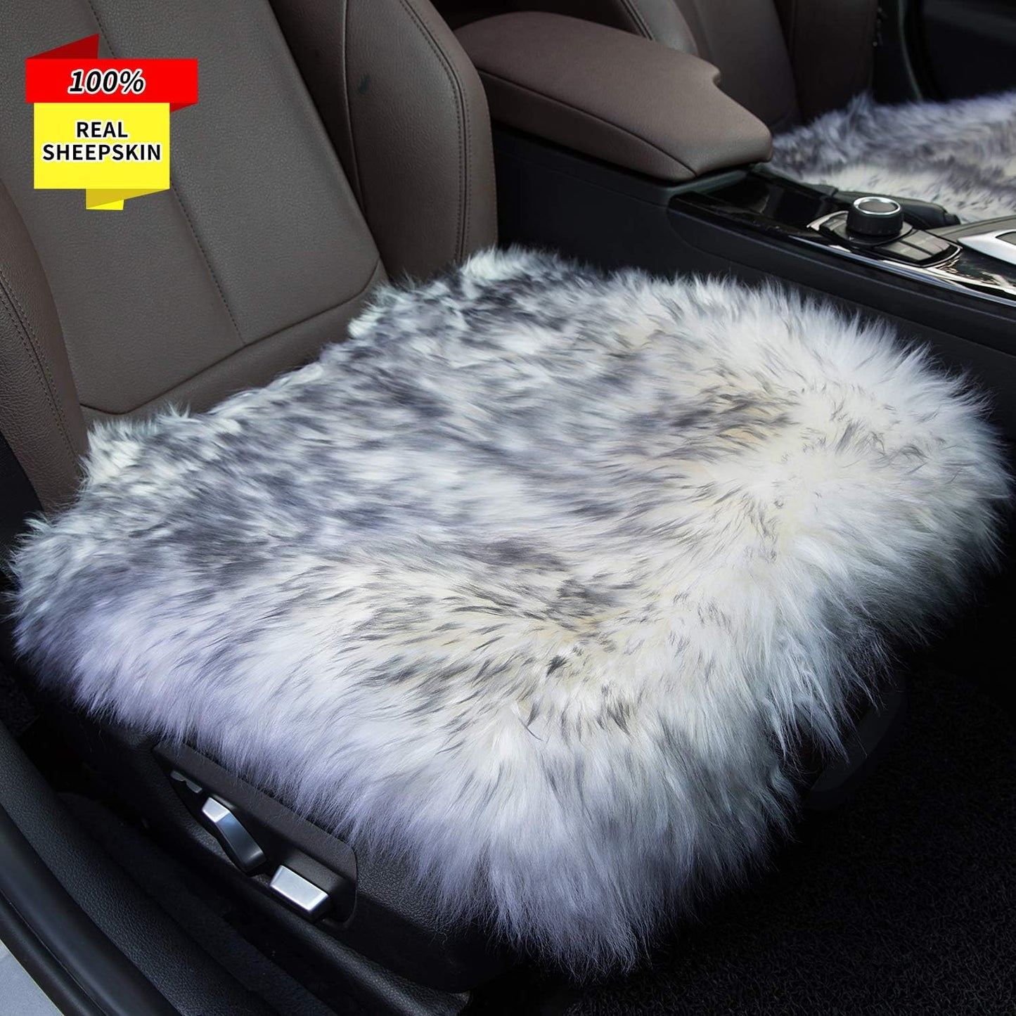 Sisha-A Winter Warmth: Universal Sheepskin Seat Cushion Cover - Natural Wool, for Cars, Trucks, SUVs & Vans - Cozy & Stylish Driving Companion Rear Beige Yellow